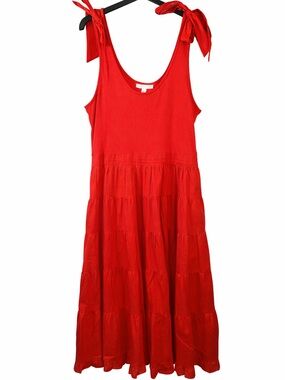 Chelsea & Violet Orange Tie Strap Midi Dress XL Tiered Summer Vacation